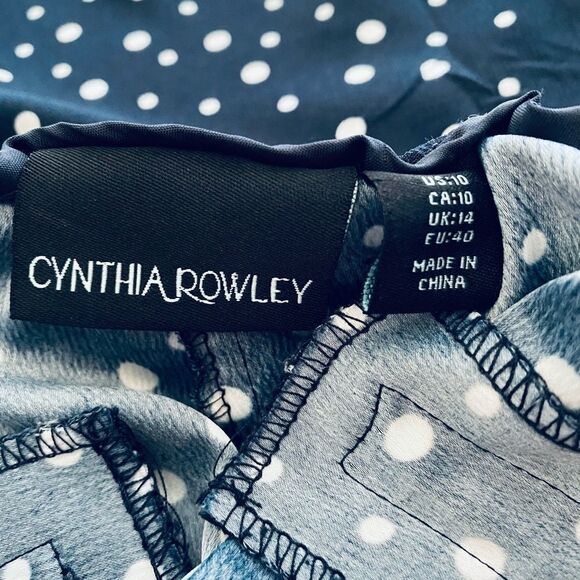 Cynthia Rowley Navy Blue & White Polka Dot Slip-On Pants Size 10 | Elastic Waist - Picture 8 of 9